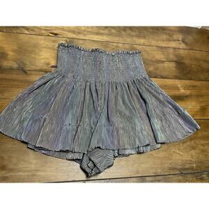 Queen of Sparkles Rainbow Silver Metallic Swing Shorts Size Medium